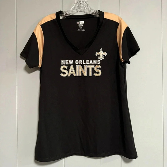 NFL TEAM APPAREL New Orleans Saints Glitter Logo Short Sleeve Jersey Size Large - Picture 1 of 7